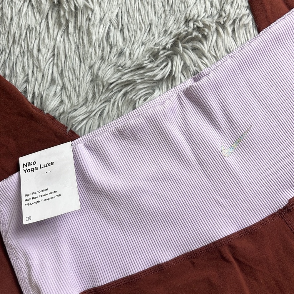 NWT Nike Yoga Dri-FIT Infinalon Luxe Leggings oxen brown doll/grey fog size xxl - Picture 5 of 7